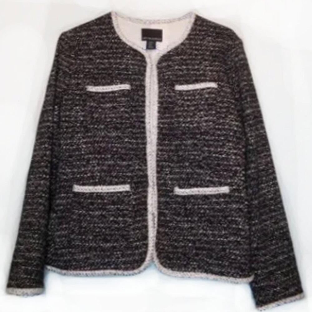 Cynthia Rowley Blazer Jacket Hook Eye Clasp Black Heather, sz S
